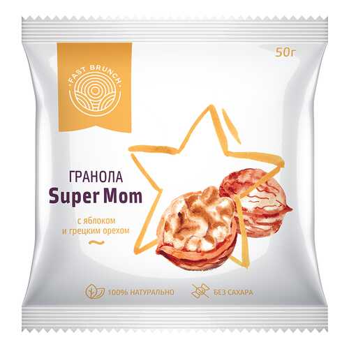Гранола Fastbrunch SuperMom с яблоком и грецким орехом 3 саше в Билла