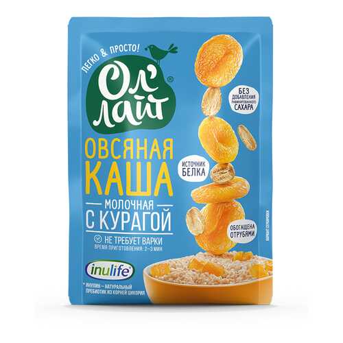 Каша Ол Лайт Овсяная молочная с курагой 40г в Билла