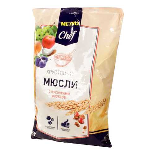 Мюсли Chef хрустящие с кусочками фруктов 1 кг в Билла