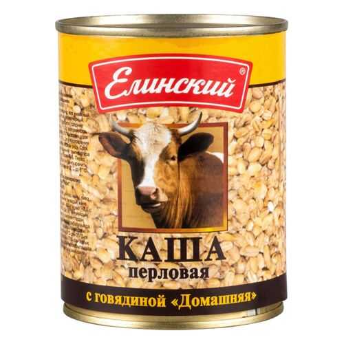 Каша Елинский пищевой комбинат перловая с говядиной домашняя 340 г в Билла