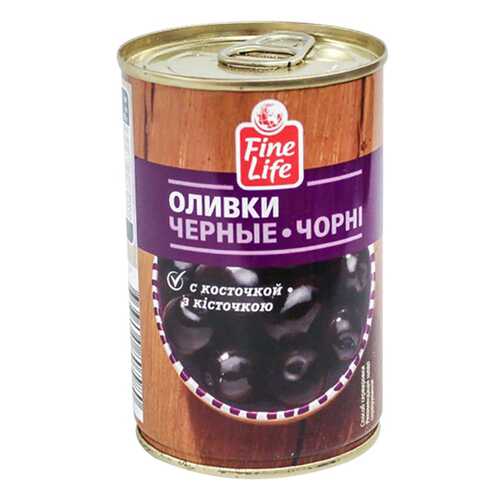 Оливки Fine Life черные с косточкой 300 г в Билла