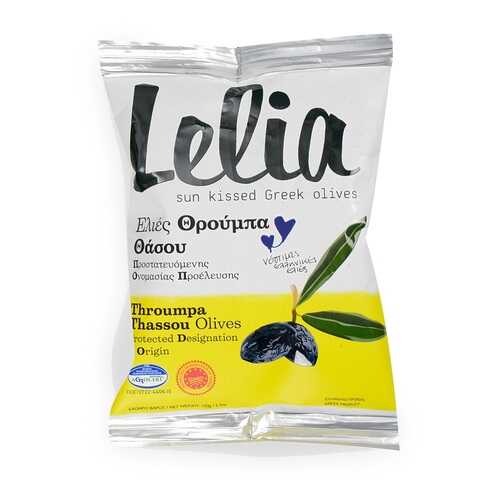 Оливки Lelia Трубес с косточкой чёрные 150г сашет Греция в Билла