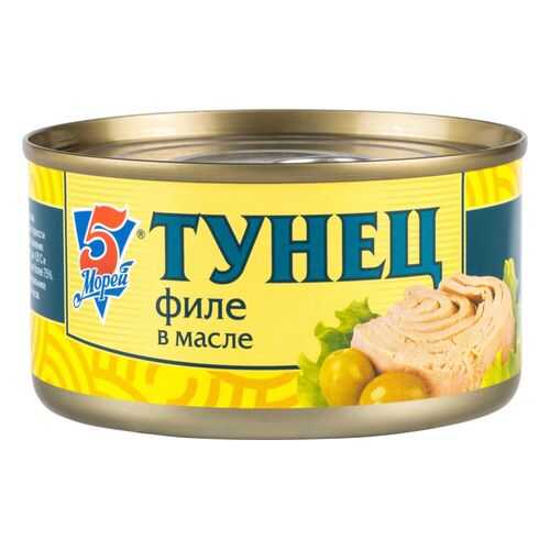Тунец филе 5 Морей в масле 185 г в Билла