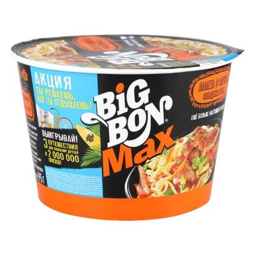 Лапша быстрого приготовления BigBon с соусом говядина гриль 95 г в Билла