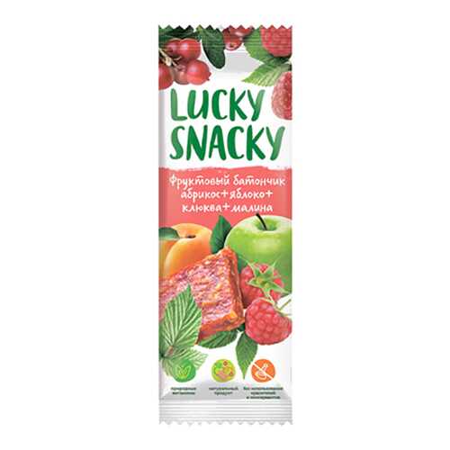 Батончик Lucky Snacky фруктовый с абрикосом яблоком клюквой и малиной в Билла