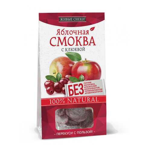 Яблочная смоква Живые снеки с клюквой 4*60 г в Билла