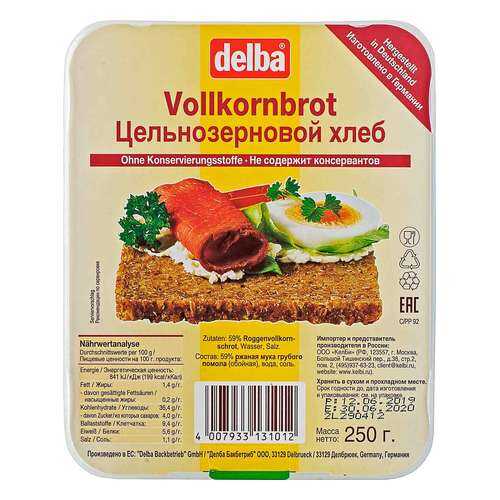 Хлеб DELBA Цельнозерновой 250г в Билла