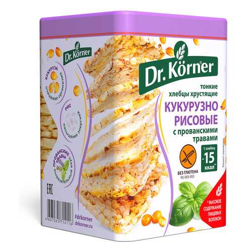 Хлебцы хрустящие Dr.Kоrner тонкие кукурузно-рисовые с прованскими травами 100 г в Билла