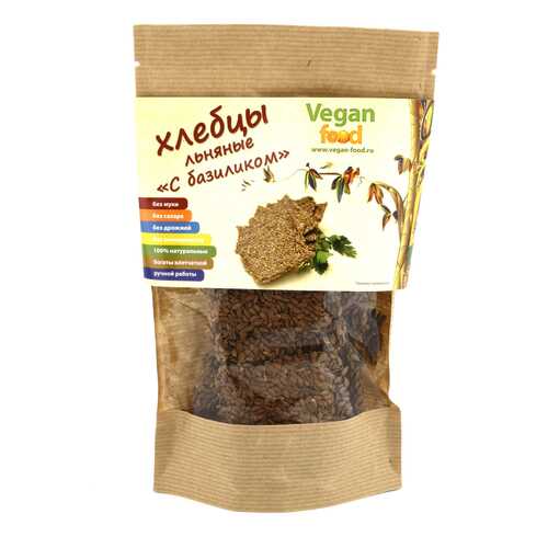 Хлебцы льняные Vegan-food с базиликом 100 г в Билла