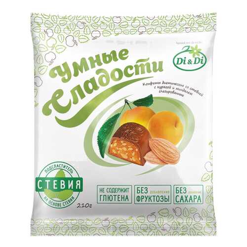 Конфеты со стевией Умные сладости с курагой и миндалем глазированные 210 г в Билла