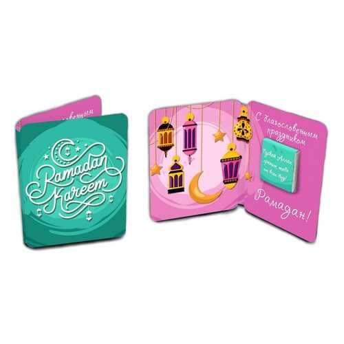 Шоколад Chokocat Ramadan Kareem. Зелёно-розовая, молочный, мини-открытка, 5 гр в Билла