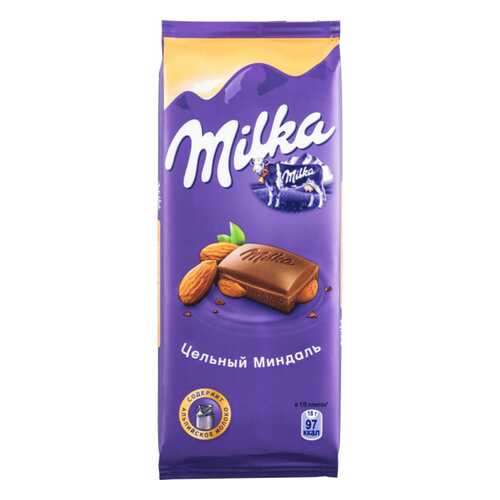 Шоколад молочный Milka с цельным миндалем 90 г в Билла