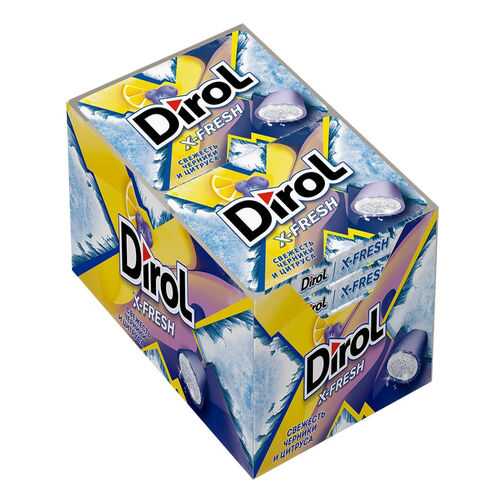 Жевательная резинка Dirol X-Fresh свежесть черники и цитруса без сахара 12 пачек по 16 г в Билла