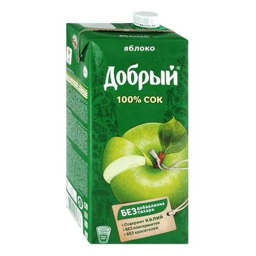 Сок ДОБРЫЙ Яблоко T-Pack 2л*2 шт в Билла